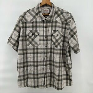 Wrangler Plaid Button Up Shirt Mens 2XL Short Sleeve Ranch Western Outdoorsman